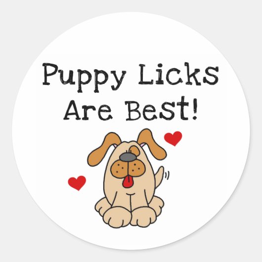 Puppy Licks Zijn Beste Tshirts En Gifts Ronde Sticker (Voorkant)