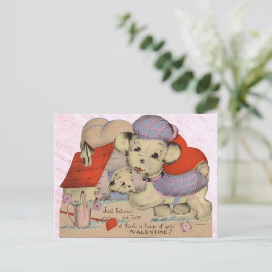 Puppy Liefde Valentijn Briefkaart (Staand voorkant)