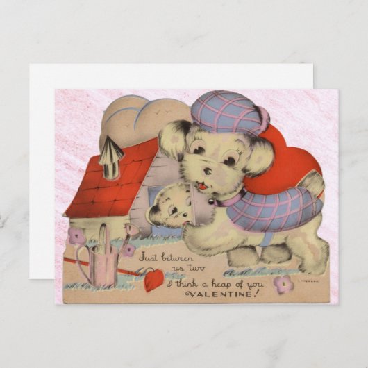 Puppy Liefde Valentijn Briefkaart (Voorkant / Achterkant)