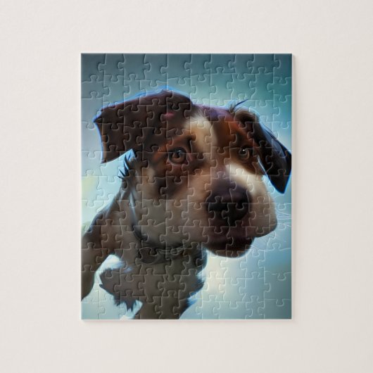 Puppy loopt in Space Jigzaag Puzzle Legpuzzel (Verticaal)