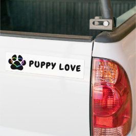 PUPPY LOVE Black Bumpersticker