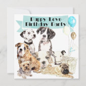 Puppy Love Customisée Invitation Anniversaire (Devant)