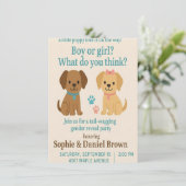 Puppy Love Gender Reveal Uitnodiging (Staand voorkant)