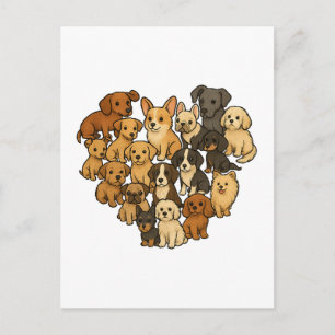Puppy Love - Hart gemaakt van honden Briefkaart