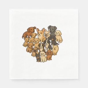 Puppy Love - Hart gemaakt van honden Servet