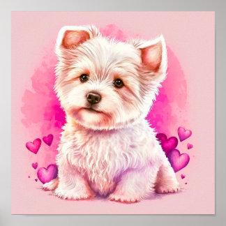 Puppy Love Muurkunst - Babykamer Kunst - Kinderkam Poster