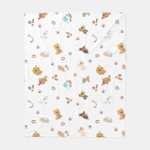 Puppy Love Naadloos Patroon Speelse Honden, Poot Fleece Deken