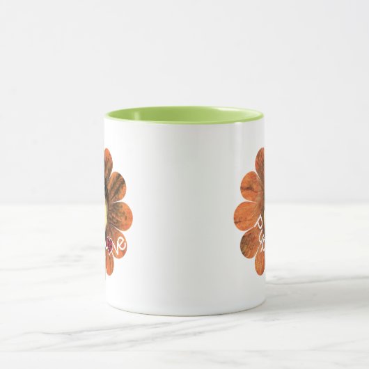 Puppy Love Peking Out of a Flower Mok (Midden)