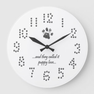 Puppy Love Quote Dog Paw Print Wall klok