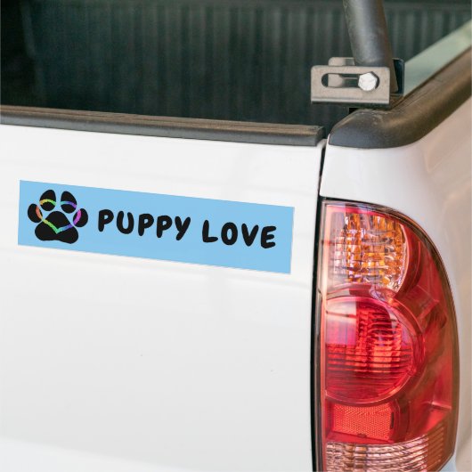 Puppy Love Rainbow Heart Bumpersticker (Op Truck)
