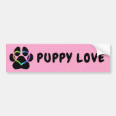 Puppy Love Rainbow Heart Bumpersticker (Voorkant)