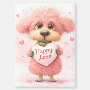 Puppy Love Valentijnsmagneet Mooie Roze Pup Magneet