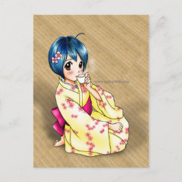 Puppy Love Yukata Girl Briefkaart