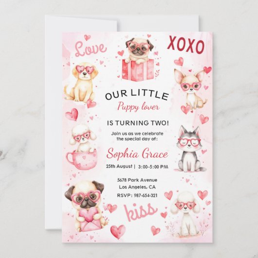 Puppy Lover Anniversaire de fête Invitation pour e (Devant)