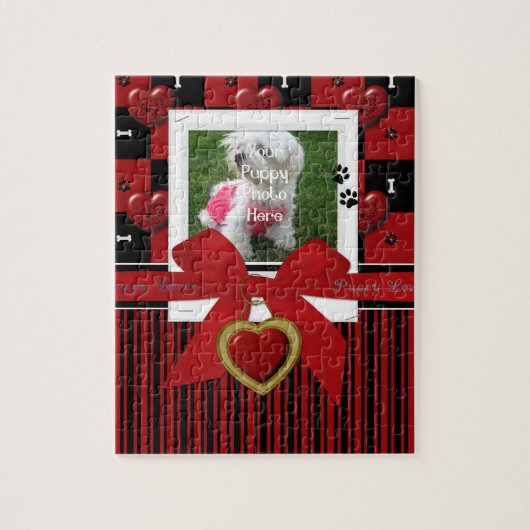 Puppy Lover RED Jigzaag Puzzle, Lijst Legpuzzel (Verticaal)