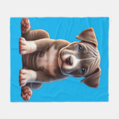 Puppy met blauwe ogen zittend en onschuldig kijken fleece deken (Voorkant (Horizontaal))