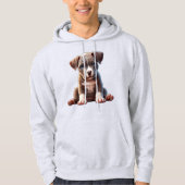 Puppy met blauwe ogen zittend en onschuldig kijken hoodie (Voorkant)