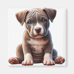 Puppy met blauwe ogen zittend en onschuldig kijken magneet