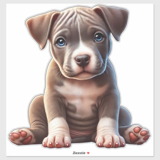Puppy met blauwe ogen zittend en onschuldig kijken sticker (Vel)