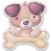 Puppy met bot sticker (Voorkant)