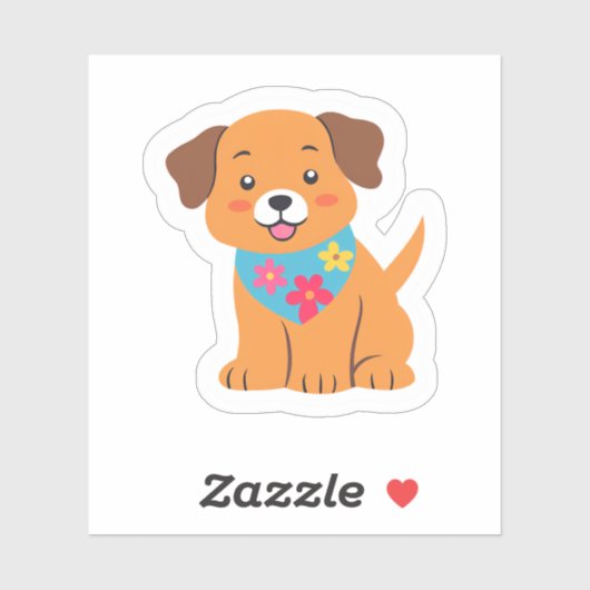 Puppy met Floral Bandana Schattigee hond Sticker (Vel)