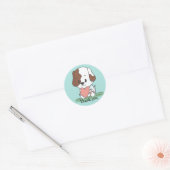 Puppy met hart bedankt ronde sticker (Envelop)
