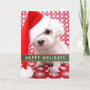 Puppy met kerstkaart met kerstmuts feestdagen kaart