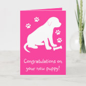 Puppy met Pawprinters en bot Kaart (Voorkant)