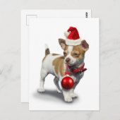 Puppy met pet voor kerst en bal briefkaart (Voorkant / Achterkant)