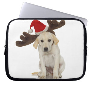 Puppy met Santa Hat en rendieroorten Laptop Sleeve