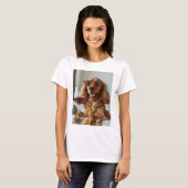 Puppy met wijn, t-shirt (Voorkant volledig)