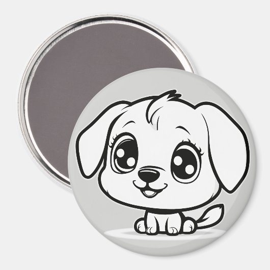 Puppy met zwarte omtrek magneet (Voorkant / Achterkant)