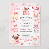 Puppy-minnaar verjaardagsfeestje uitnodiging voor  (Voorkant / Achterkant)