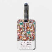 Puppy Mode Patroon | Jouw namen toevoegen Bagagelabel (Achterkant verticaal)