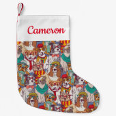 Puppy Mode Patroon | Jouw namen toevoegen Kleine Kerstsok (Voorkant)