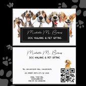 Puppy Moderne Hond Walker Zittend QR Code Visitekaartje