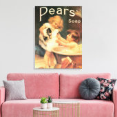Puppy neemt een bad  Antiek Canvas Afdruk (Insitu (Woonkamer))