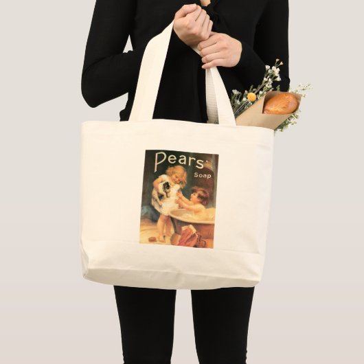 Puppy neemt een bad  Antiek Grote Tote Bag (Voorkant (product))