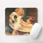 Puppy neemt een bad  Antiek Muismat (Met muis)