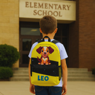 Puppy op mijn pakje bedrukte rugzak