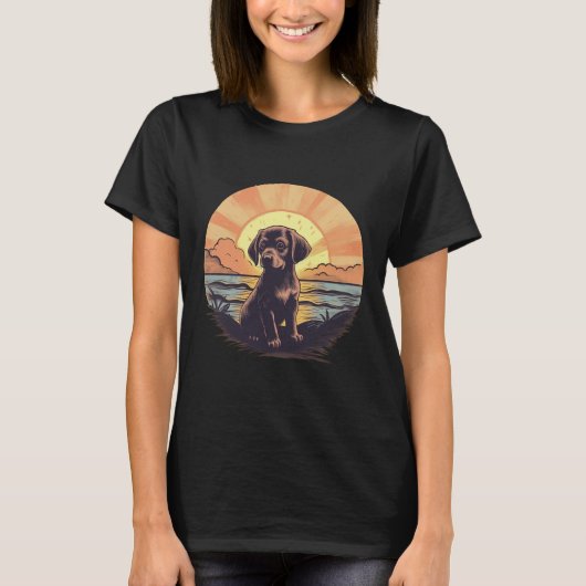  puppy op Sunset T-shirt (Voorkant)