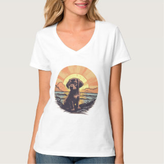puppy op Sunset T-shirt
