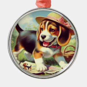 Puppy Painting Cute Beagle Metalen Ornament
