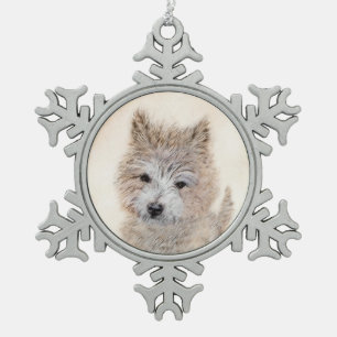 Puppy Painting van airn Terrier - Originele Dog Ar Tin Sneeuwvlok Ornament