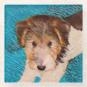Puppy Painting van Wire Fox Terrier - Originele Do Glazen Onderzetter