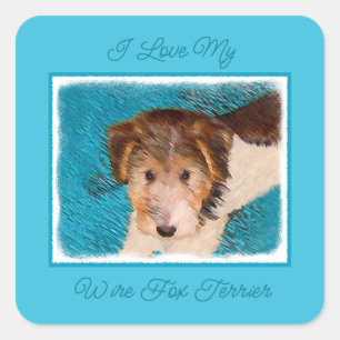 Puppy Painting van Wire Fox Terrier - Originele Do Vierkante Sticker