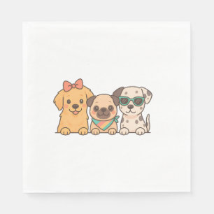 Puppy Pals � Schattig Trio Honden in Pastel Kleure Servet