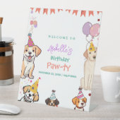 Puppy Party Dog Let's Pawty Verjaardag Welkom Teke Reclamebord Met Voetstuk (Insitu)
