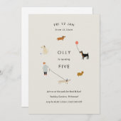 Puppy Party Modern Chien Anniversaire Invitation - (Devant / Derrière)