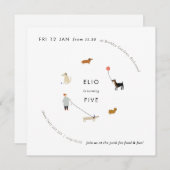 Puppy Party Modern Chien Anniversaire Invitation - (Devant / Derrière)